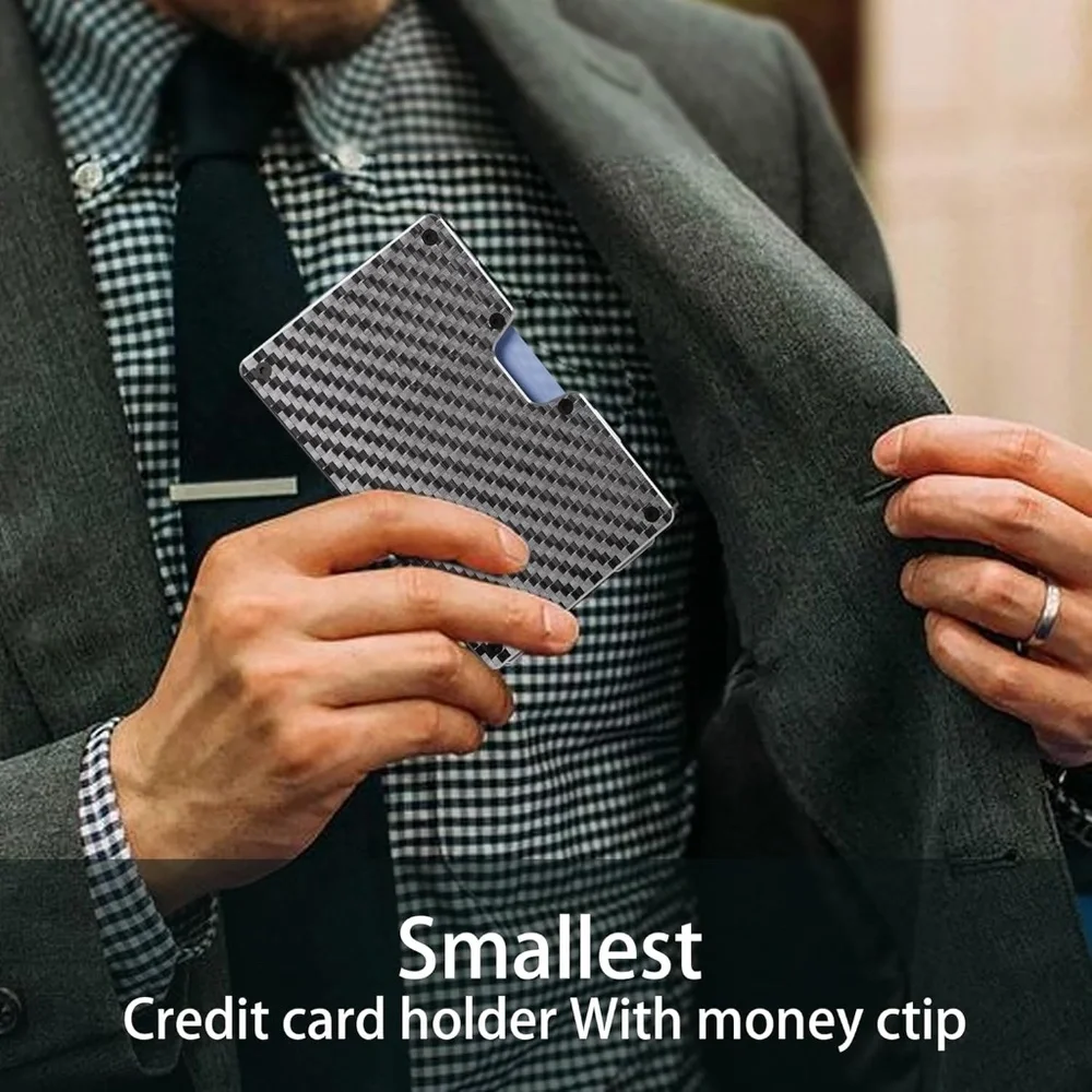 Money Clip Mens Wallet, Slim Wallet for Men, RFID Blocking Carbon Fiber